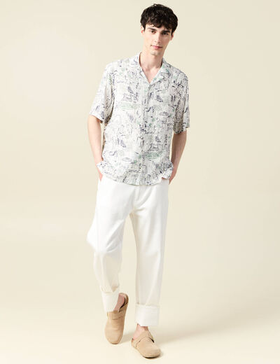 Chemise manches courtes fluide blanc homme