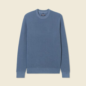 Pull manches longues col rond bleu gris homme