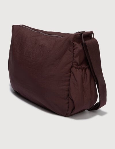 Besace bandouli&egrave;re pliss&eacute;e bordeaux femme