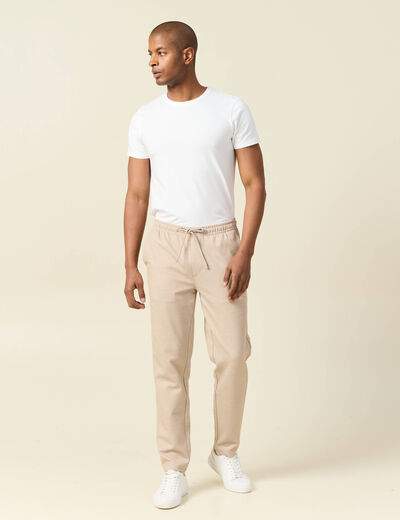 Pantalon chino jogger beige homme