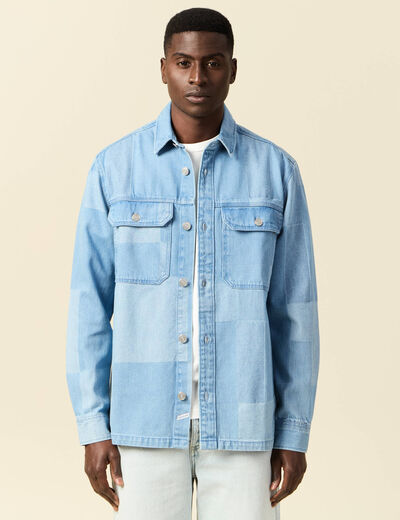 Surchemise en jean denim bleach homme