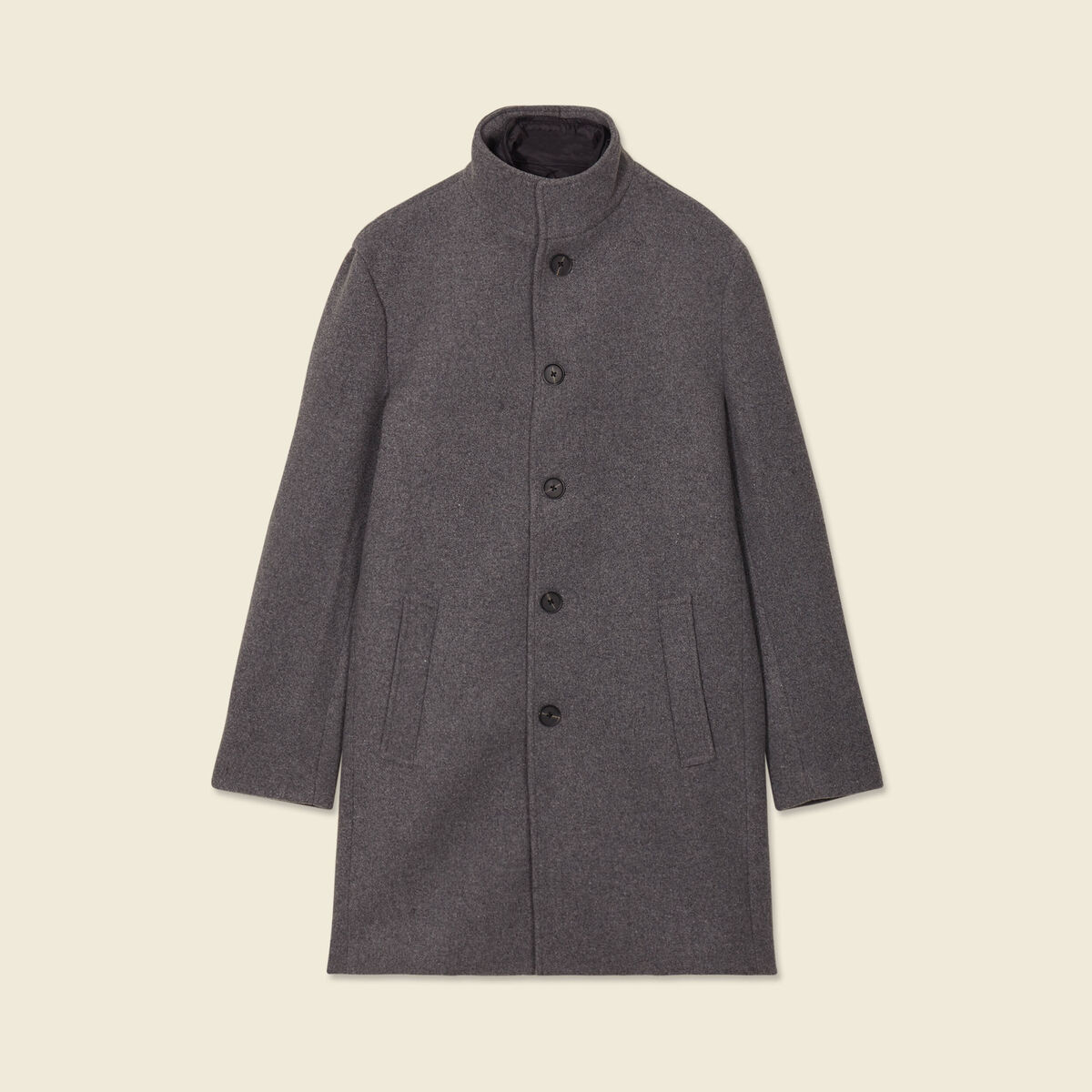 Manteau ajusté boutonné gris foncé homme