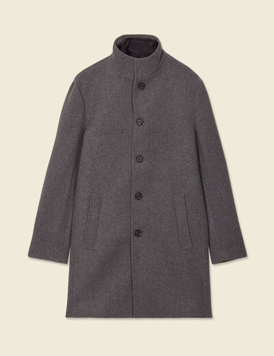 Manteau ajusté boutonné gris foncé homme