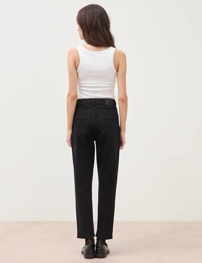 Jeans mom 7/8&egrave;me denim noir femme