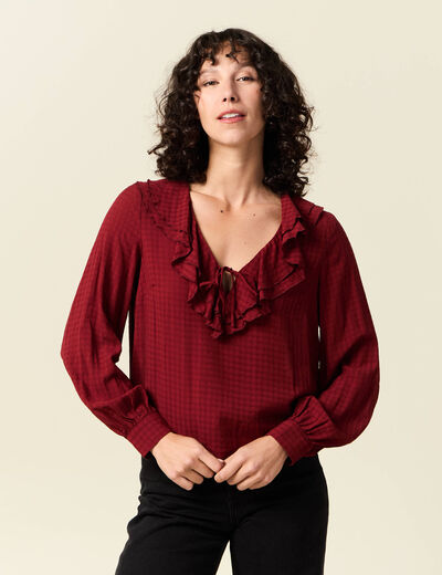 Blouse manches longues rouge foncé femme
