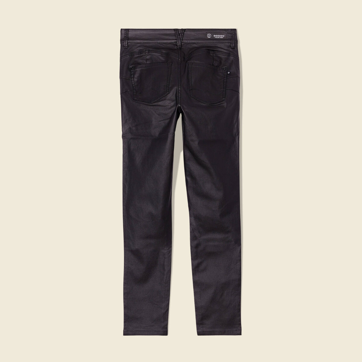 Pantalon skinny enduit push up denim noir enduit femme