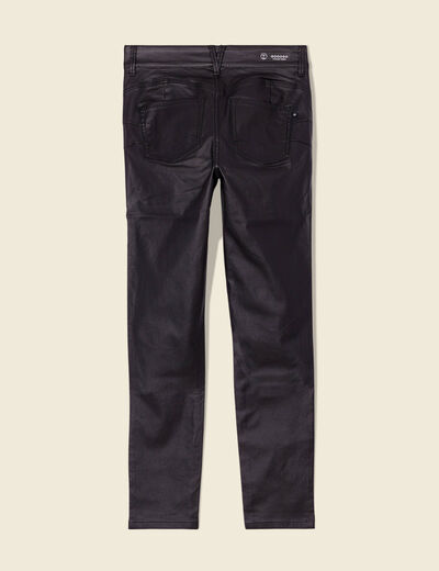 Pantalon skinny enduit push up denim noir enduit femme