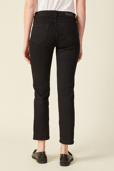 Jeans regular 7/8ème denim noir femme