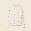 Chemise manches longues en coton brod&eacute;e blanc femme