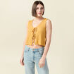 Débardeur droit cropped col rond jaune moutarde femme
