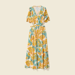 Robe longue évasée blanc femme