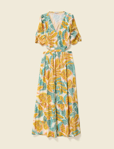 Robe longue évasée blanc femme