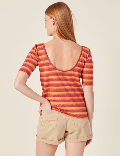T-shirt manches courtes rouge clair femme