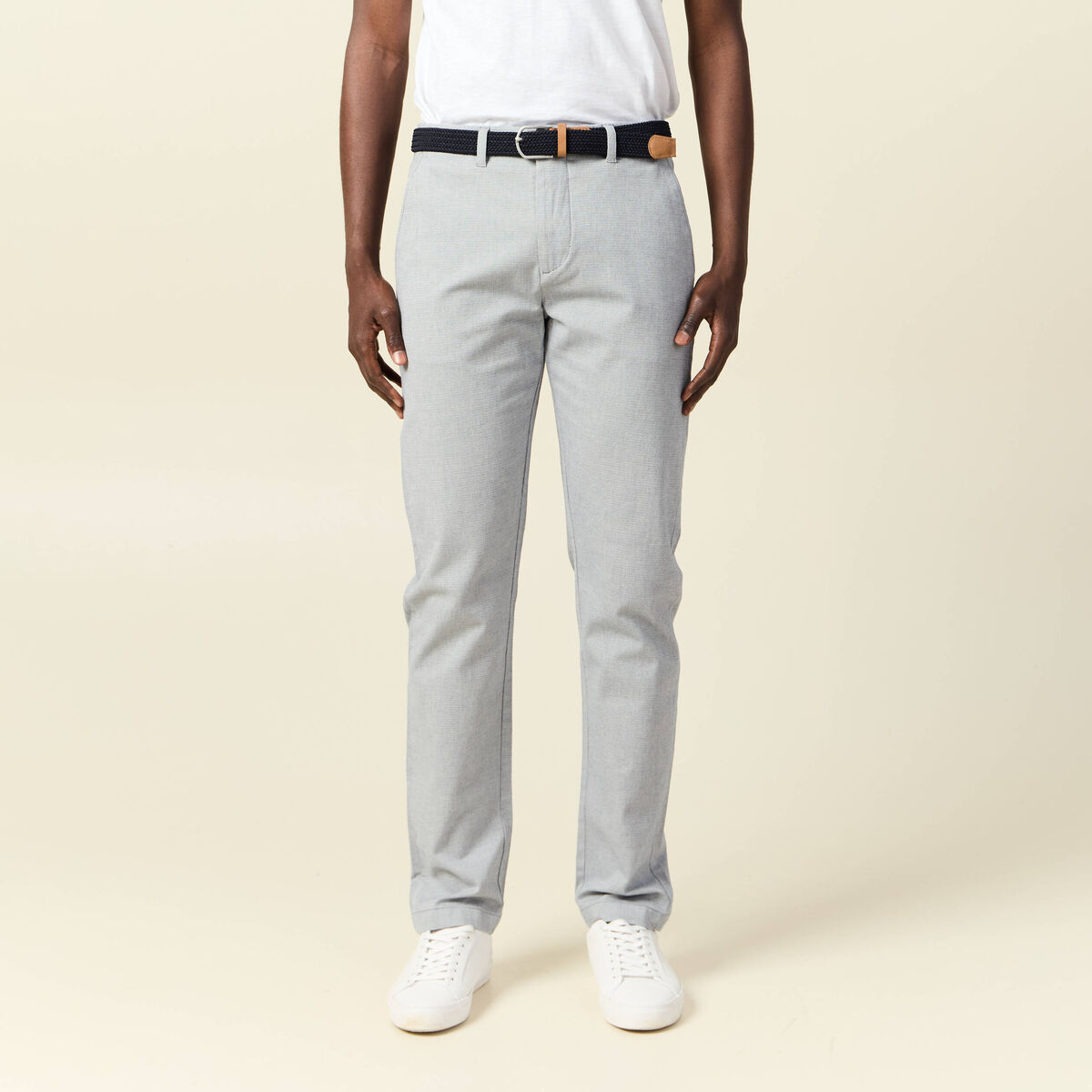 Pantalon chino straight bleu gris homme