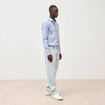 Chemise col am&eacute;ricain manches longues bleu gris homme