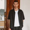 Chemise boyfriend manches courtes noir homme