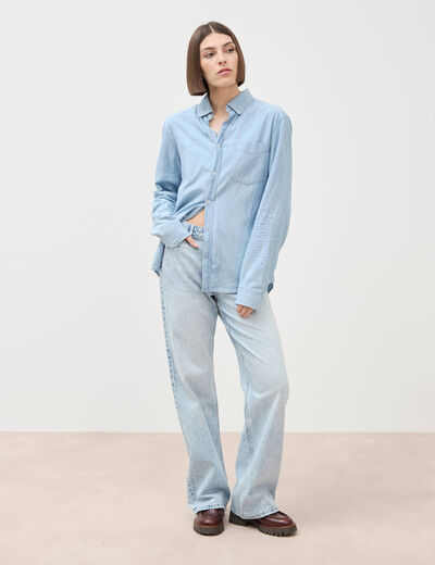 Jeans large taille standard denim snow bleu femme