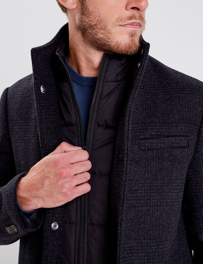 Pardessus droit boutonné gris foncé homme