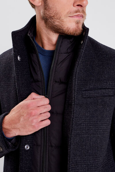 Pardessus droit boutonné gris foncé homme