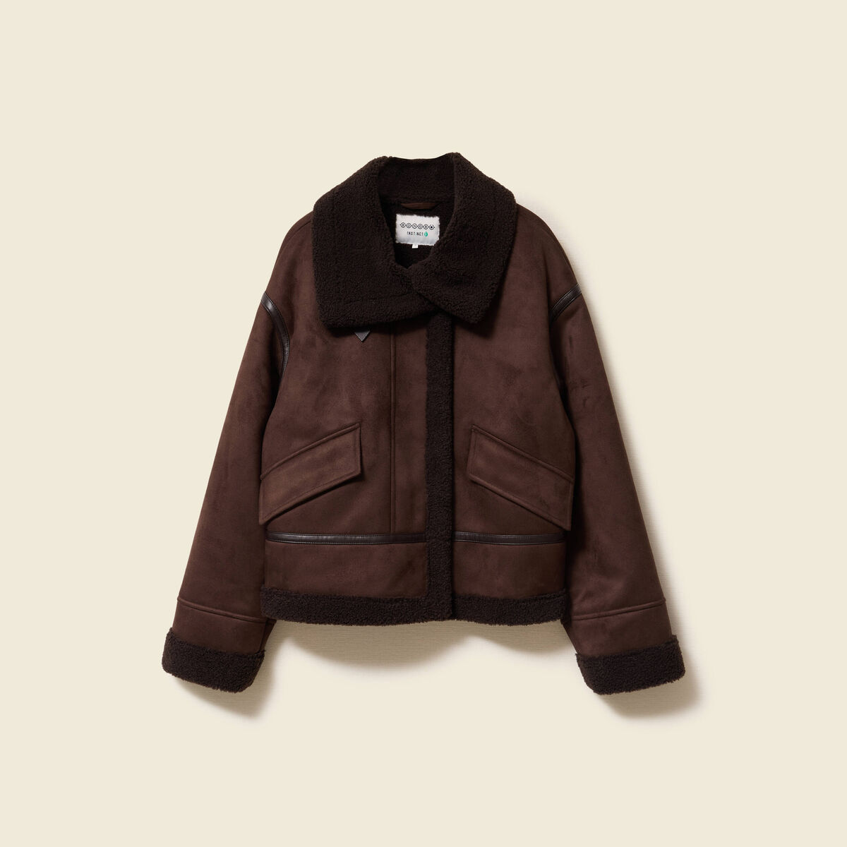 Bombardier court droit similicuir marron femme