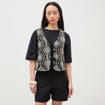 Cardigan sans manches avec broderies noir femme