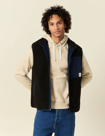 Gilet sans manches zippé vert kaki homme