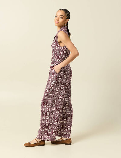 Combinaison salopette sans manches bordeaux femme