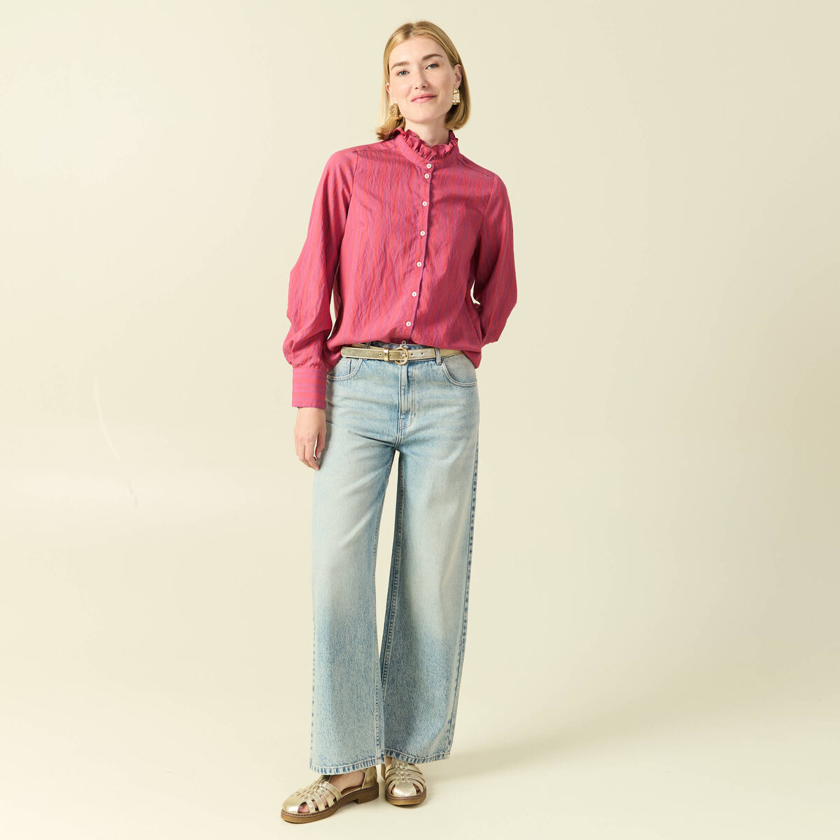 Chemise oversize manches longues prune femme