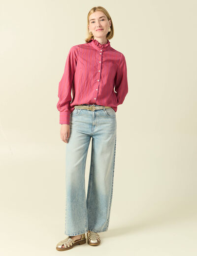 Chemise oversize manches longues prune femme