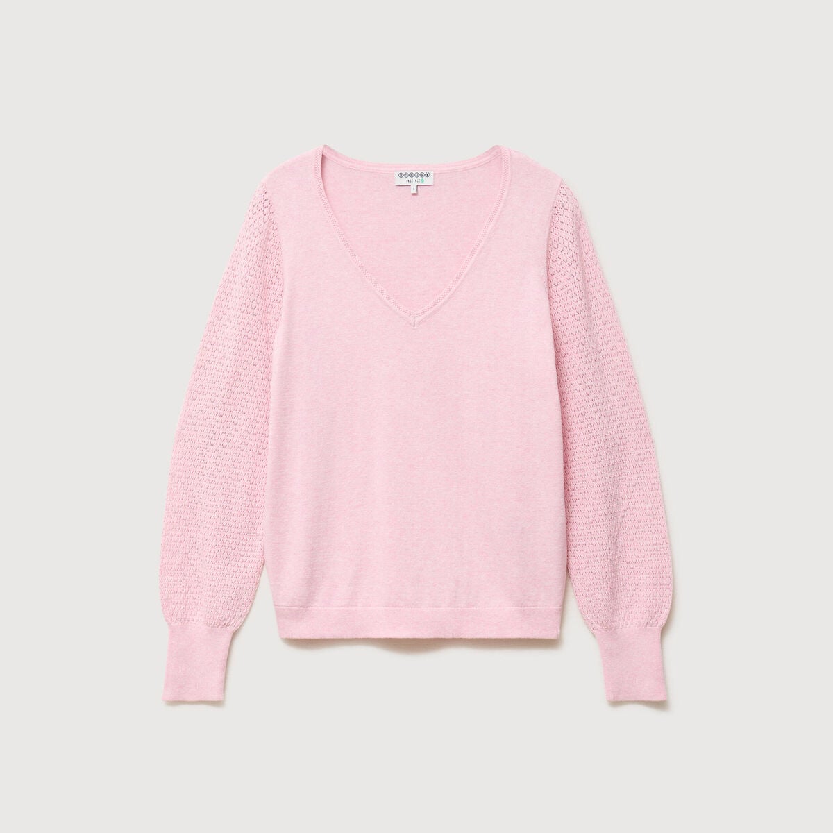 Pull manches longues rose pastel femme