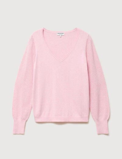 Pull manches longues rose pastel femme