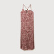 Robe bretelle satin&eacute;e col v marron chocolat femme