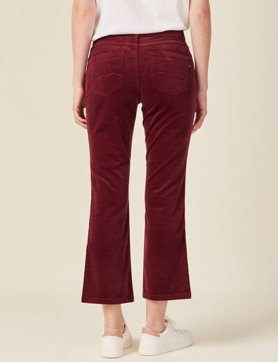 Pantalon bootcut velours prune femme