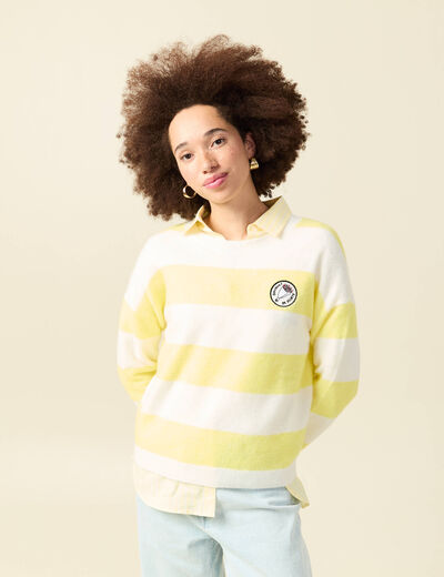 Pull col rond Atelier Beguin x Bonobo jaune femme