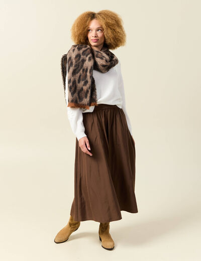 Pull manches longues col rond ecru femme
