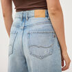 Bermuda large taille haute en coton denim used femme