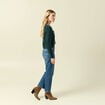 Gilet col V manches longues n&oelig;uds vert fonc&eacute; femme
