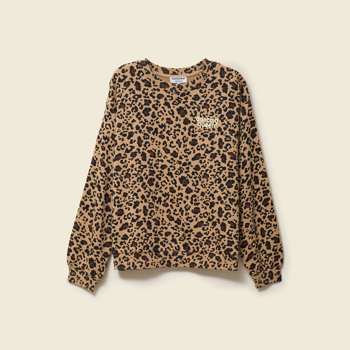 Sweat col rond manches longues beige femme