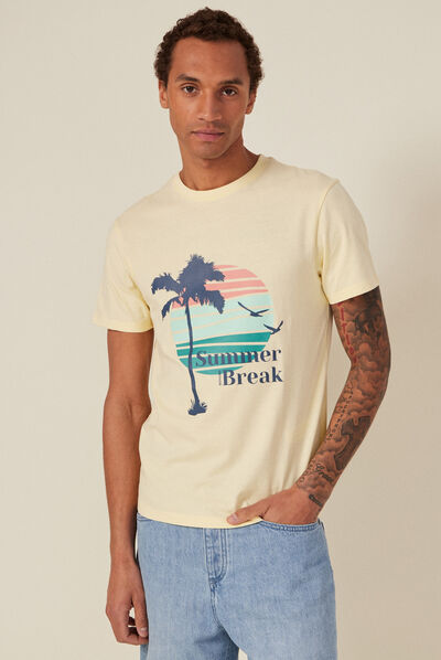 T-shirt manches courtes jaune clair homme