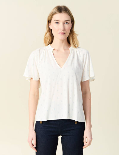 Blouse manches courtes bleu ciel femme