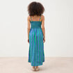 Robe bretelles col carr&eacute; en coton bleu femme