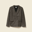 Blazer col tailleur manches longues gris fonc&eacute; femme