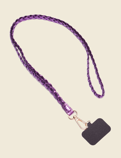 Dragonne de téléphone tressée violet clair femme