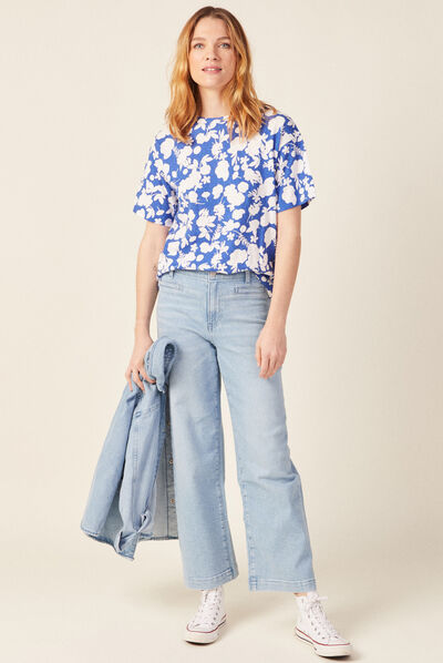 T-shirt manches courtes bleu femme