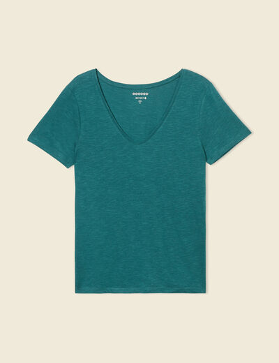 T-shirt manches courtes vert canard femme