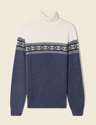 Pull manches longues col roulé ecru homme
