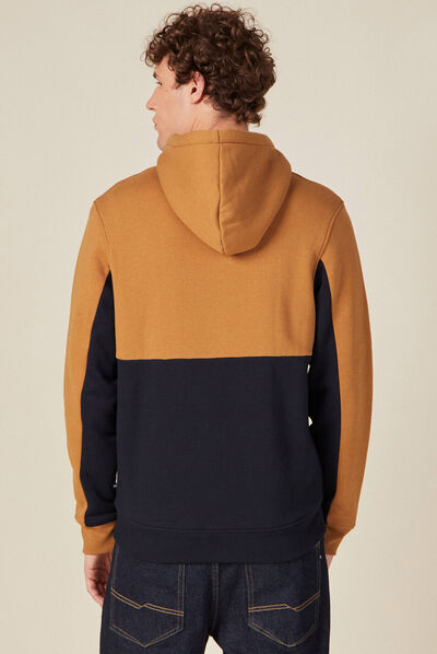 Gilet zippé doublé à capuche camel homme