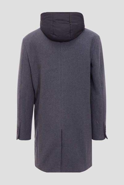 Manteau droit effet 2-en-1 gris homme