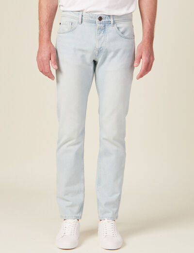 Jeans straight 5 poches denim bleach homme