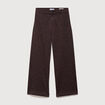 Jeans large cropped taille haute marron chocolat femme